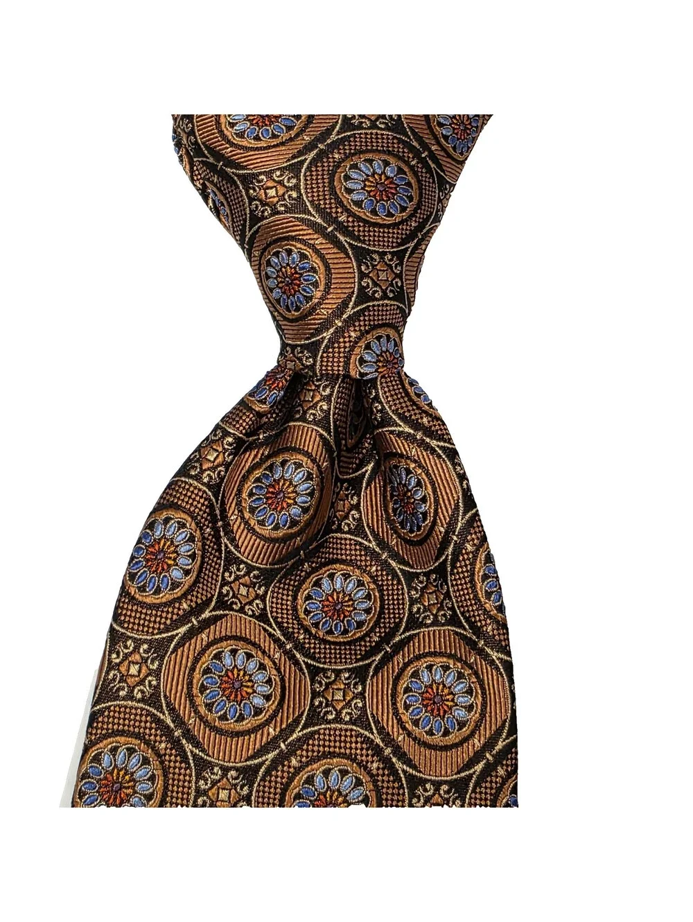 JZ Richards Cupper Brown Heavy Silk Neck Tie Handmade Woven 59x3.1/4 Medallion